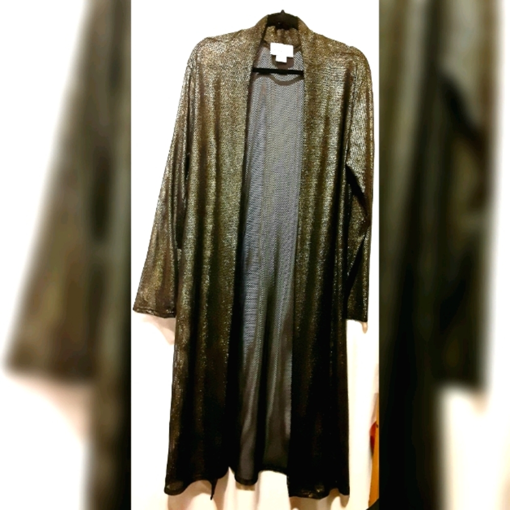 Bronze Gold Overlay Mesh Tunic Jacket - 1X